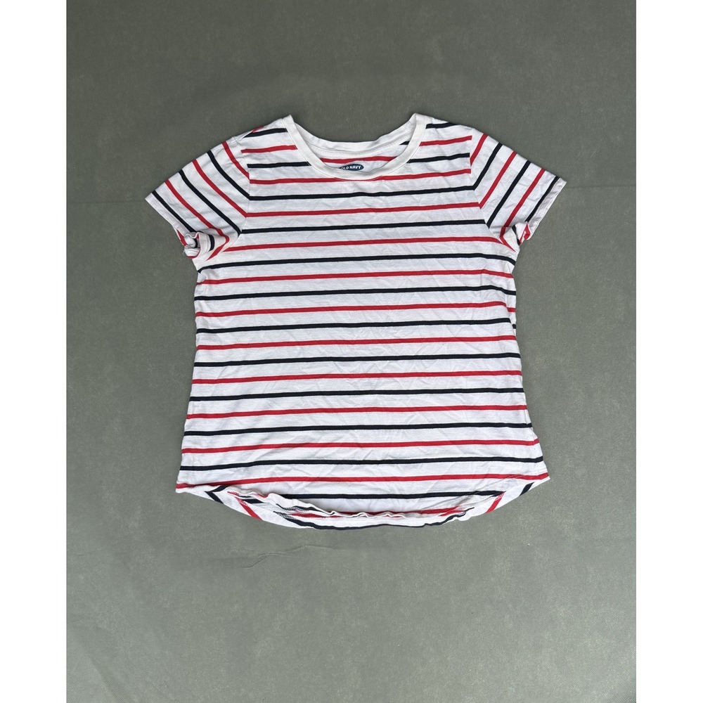 Old Navy EveryWear Womens XS Striped Short Sleeve T-Shirt Red Navy White Cotton